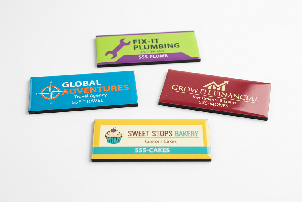 Custom printed business magnets with UV coating